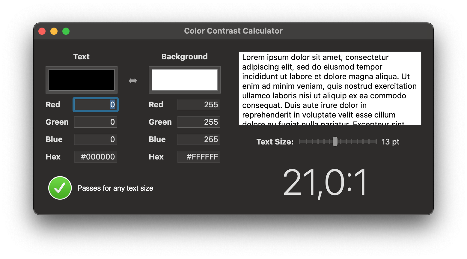 Accessibility Inspector Color Contrast Calculator