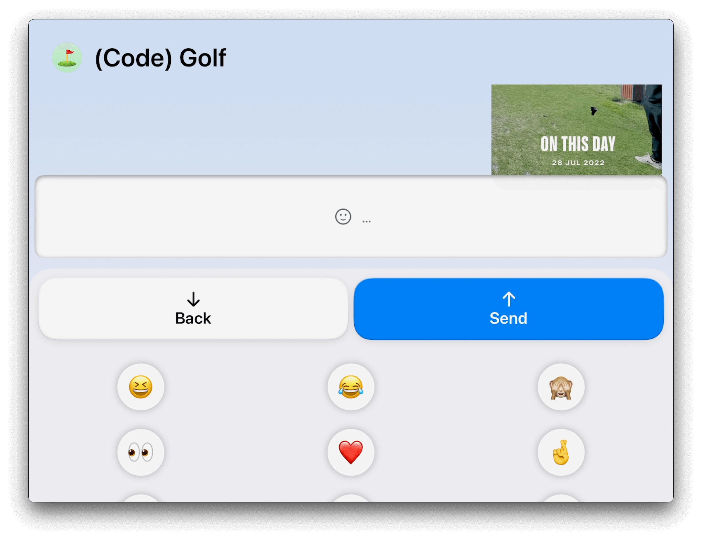 An iPad in landscape mode showing a Messages conversation and its emoji keyboard.