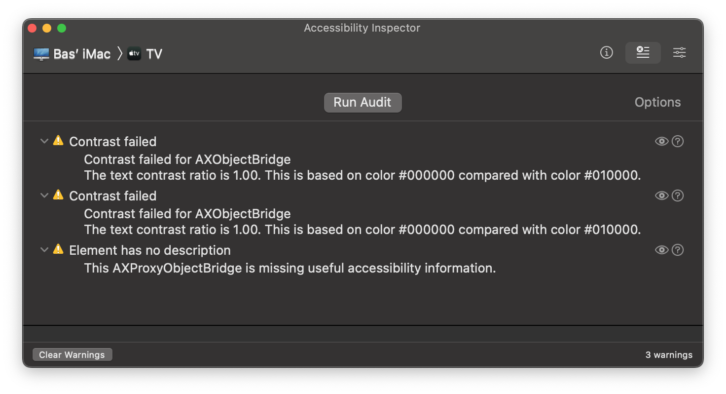 Accessibility Inspector Audit
